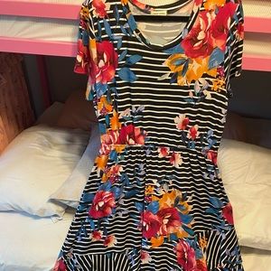 Floral & Stripe Dress